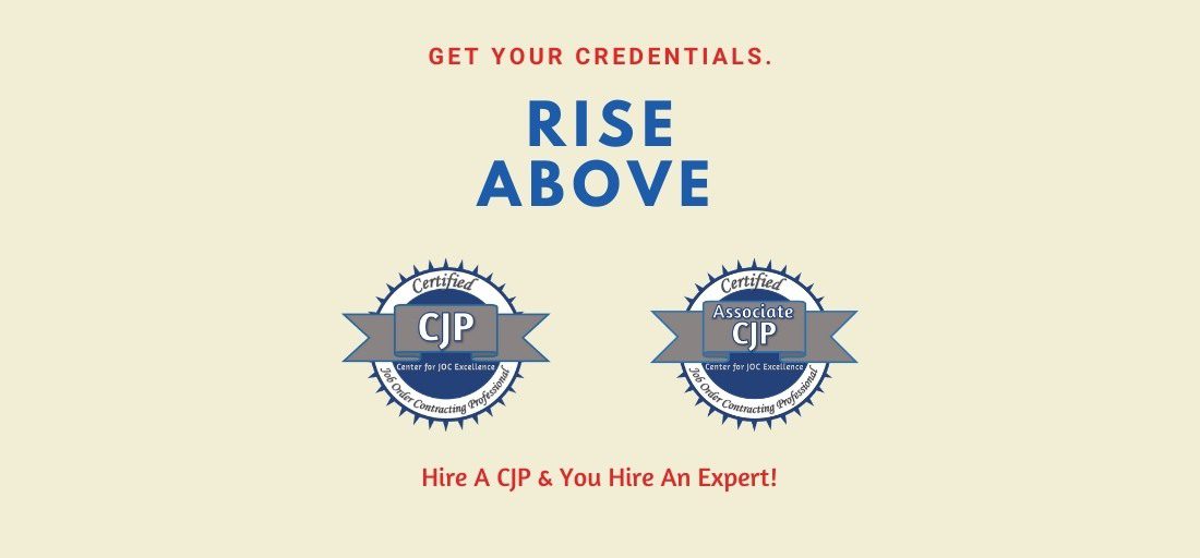 A picture of two badges with the words " rise above " and " get your credentials."