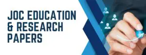 A blue and white banner with the words education research in front.