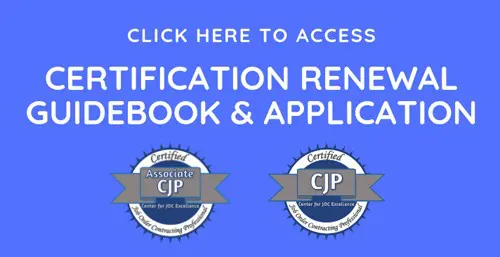 A blue banner with two circles and the words " click here to access certification renewal facebook & application."