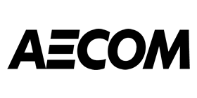 A black and white logo of the company aecom.